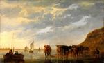 欧洲12-19世纪油画四_CUYP, Aelbert - A Herdsman with Five Cows by a River